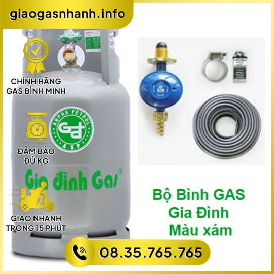  Bộ Bình Gas  Xám VIP 12 Kg Bình Minh.